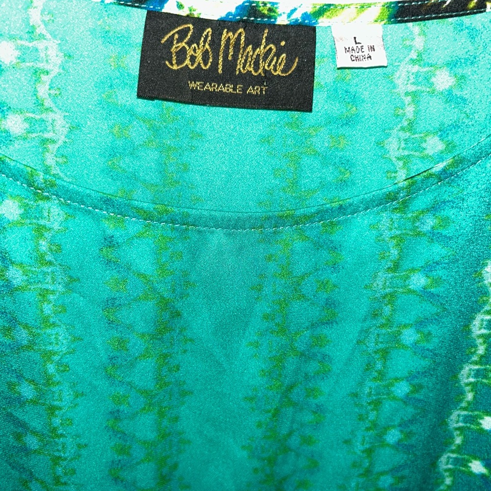 Bob Mackie Turquoise and Green Wearable Art Top